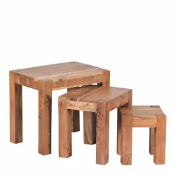 Wohnen Massivholzmöbel|Küchentische*Massivholz Beistelltische Vislan im Set (dreiteilig)