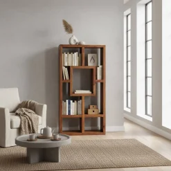 Wohnen Massivholz Design Standregal Hoslo aus Sheesham klar lackiert