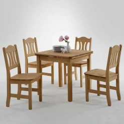 Wohnen Esszimmer Komplett|Sitzgruppe*Massivholz Essgruppe Laticosia aus Kiefer (fünfteilig)