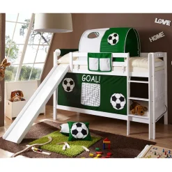 Wohnen Kindermöbel|Kinderbetten*Massivholz Etagenbett mit Rutsche in Weiß - Podlan