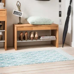 Wohnen Massivholz Garderobenbank Delvestra mit Schuhablage
