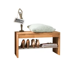 Wohnen Massivholz Garderobenbank Delvestra mit Schuhablage