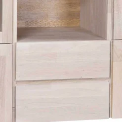Wohnen Massivholz Highboard Dioca aus Eiche White Wash