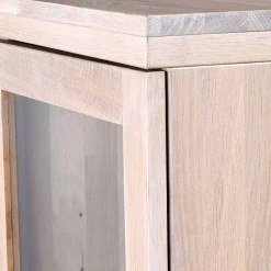 Wohnen Massivholz Highboard Dioca aus Eiche White Wash