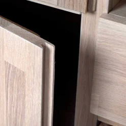 Wohnen Massivholz Highboard Dioca aus Eiche White Wash