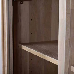 Wohnen Massivholz Highboard Dioca aus Eiche White Wash