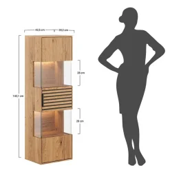 Wohnen Esszimmer-Vitrinen*Massivholz Hängevitrine mit LED Beleuchtung - Eribella