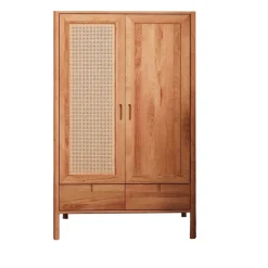 Wohnen Massivholz Kleiderschrank mit 2 Türen & Schublade - Indrya