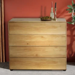 Wohnen Massivholz Kommode mit vier Schubladen - Feanor