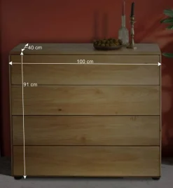 Wohnen Massivholz Kommode mit vier Schubladen - Feanor