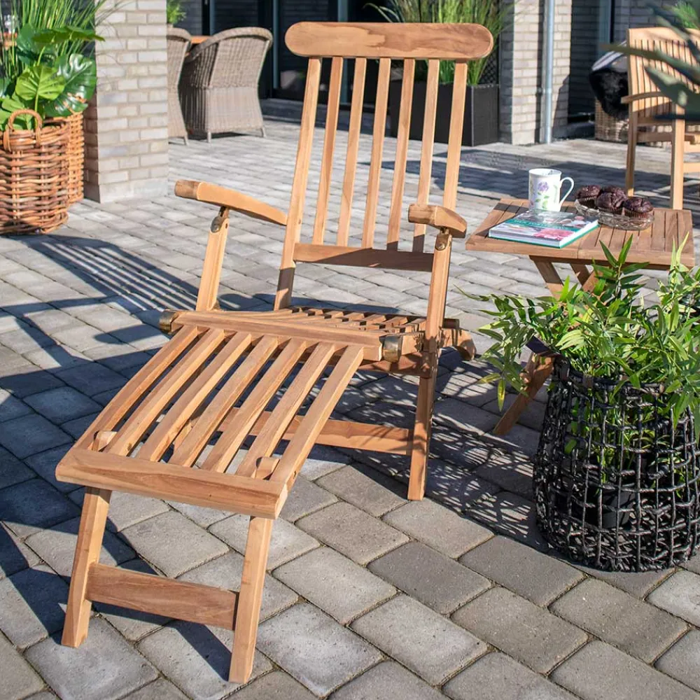 Wohnen Korbmöbel|Rattan-Gartenmöbel*Massivholz Outdoor Deckchair aus Teak - Zavamanco
