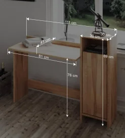 Wohnen Designermöbel|Bürotische*Massivholz Schreibtisch Salomonia mit Schrank