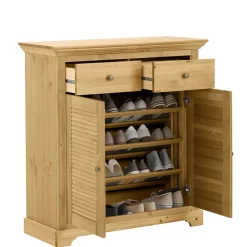 Wohnen Schuhschränke*Massivholz Schuhschrank mit Lamellentüren - Zavieca