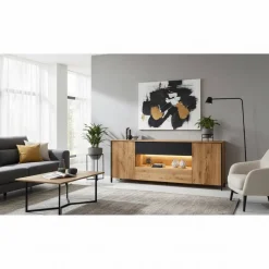 Wohnen Massivholz Sideboard - modern mit LED Licht - Viligrana