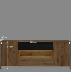 Wohnen Massivholz Sideboard - modern mit LED Licht - Viligrana