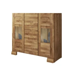 Wohnen Massivholz Sideboard Vaskov aus Wildeiche geölt Glas