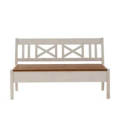 Wohnen Massivholz Sitzbank Barlad in Weiß Braun