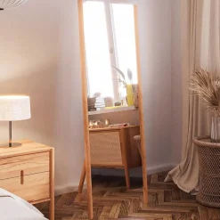 Wohnen Spiegel|Flurspiegel*Massivholz Standspiegel aus Wildbuche - Indrya