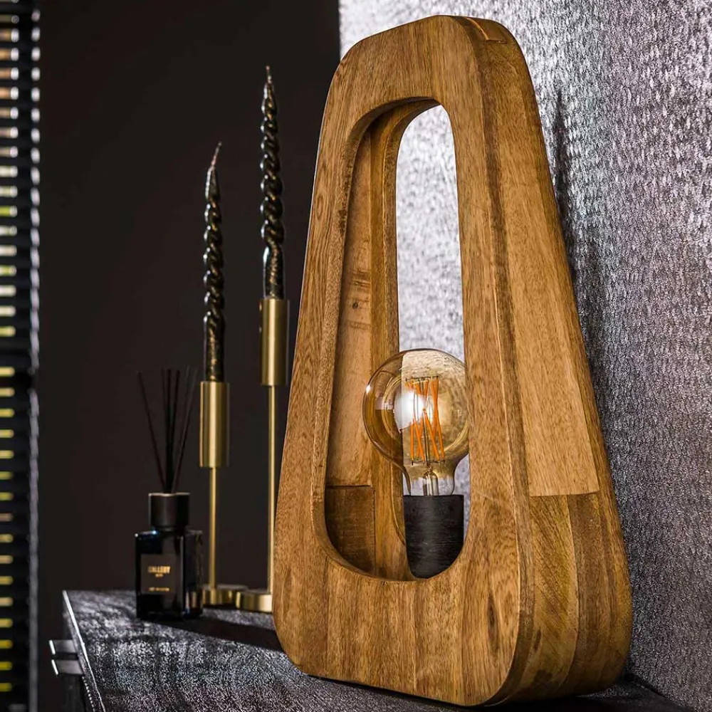 Wohnen Massivholz Tischlampe aus Mangobaum - Cuysana