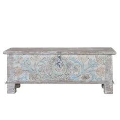 Wohnen Vintage Möbel*Massivholz Truhe in White Wash - Riconia