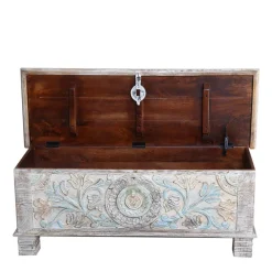 Wohnen Vintage Möbel*Massivholz Truhe in White Wash - Riconia