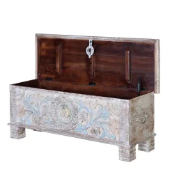 Wohnen Vintage Möbel*Massivholz Truhe in White Wash - Riconia