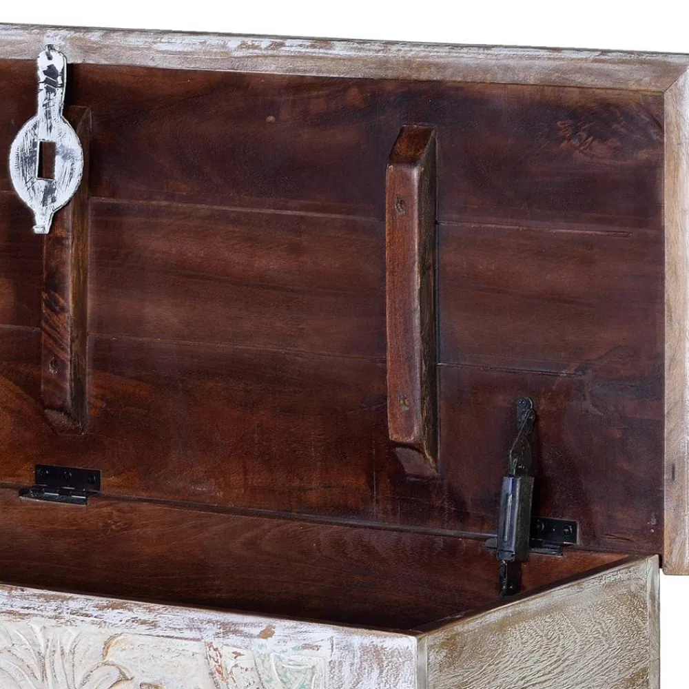 Wohnen Vintage Möbel*Massivholz Truhe in White Wash - Riconia