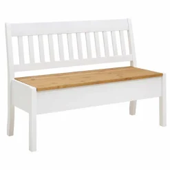 Wohnen Massivholz Truhenbank Molzau in Weiß