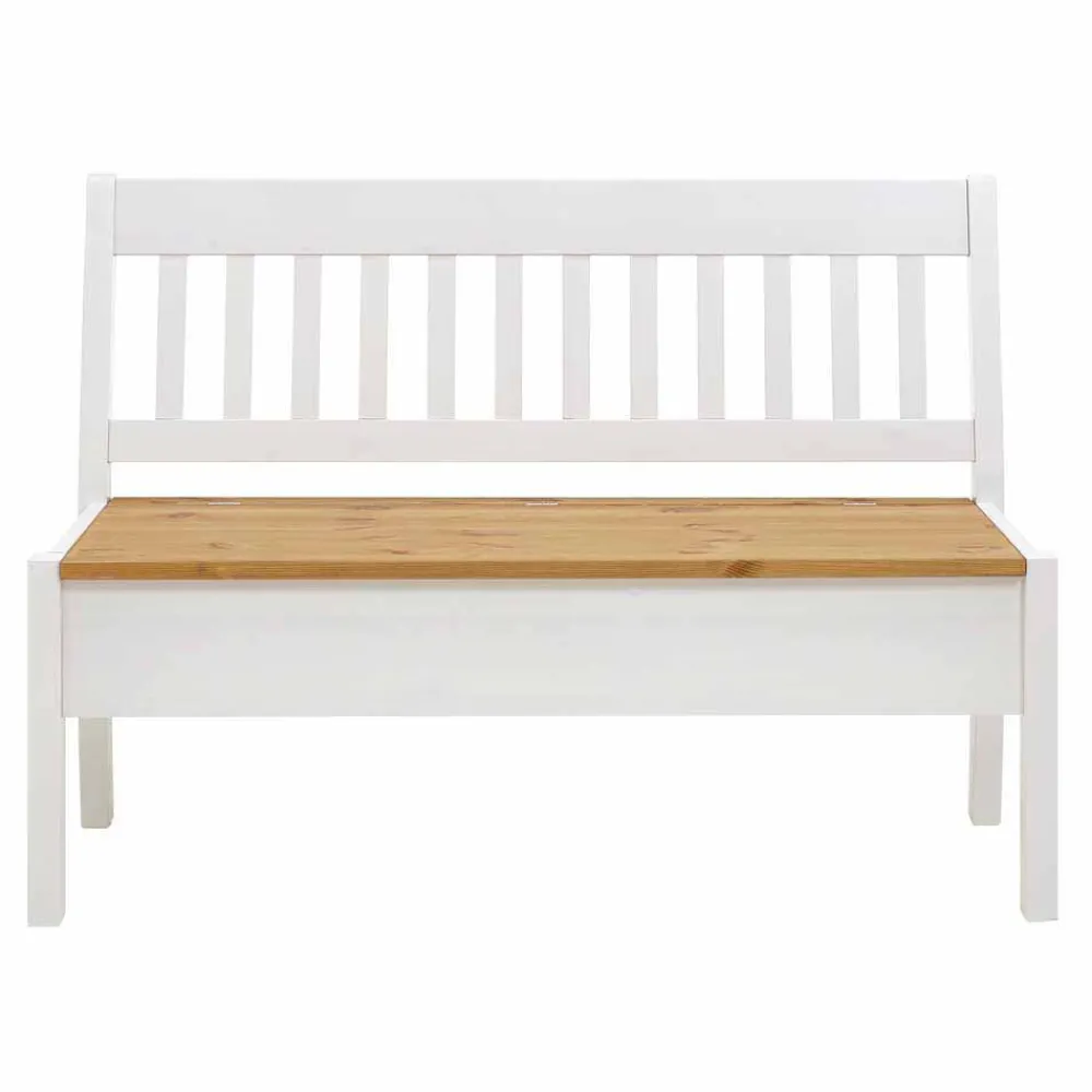 Wohnen Massivholz Truhenbank Molzau in Weiß