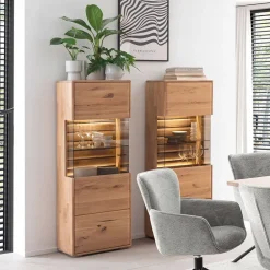 Wohnen Massivholz Vitrine mit LED Beleuchtung - Azzurian