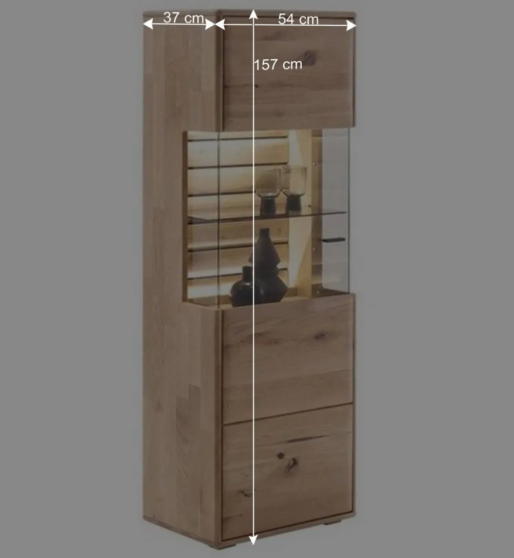 Wohnen Massivholz Vitrine mit LED Beleuchtung - Azzurian