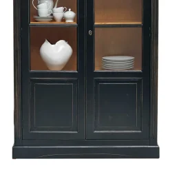 Wohnen Massivholz Vitrine Zanyorita in Schwarz