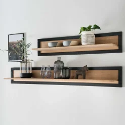 Wohnen Massivholz Wandboard in Natur & Schwarz - Embleys