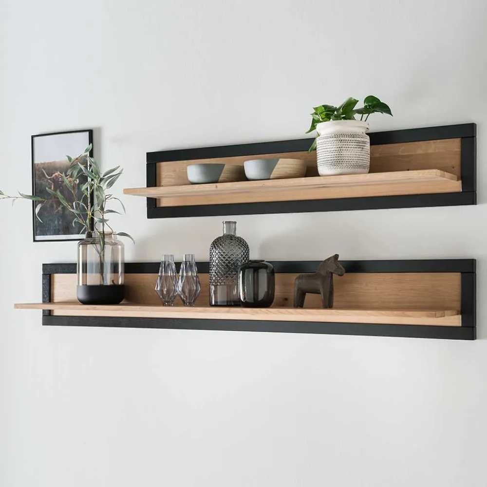 Wohnen Massivholz Wandboard in Natur & Schwarz - Embleys