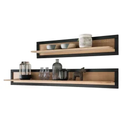 Wohnen Massivholz Wandboard in Natur & Schwarz - Embleys