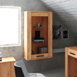 Wohnen Vitrinen|Wohnzimmer-Vitrinen*Massivholz Wandvitrine Mosniak aus Kernbuche geölt