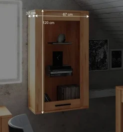 Wohnen Vitrinen|Wohnzimmer-Vitrinen*Massivholz Wandvitrine Mosniak aus Kernbuche geölt