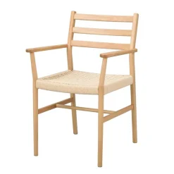 Wohnen Massivholz-Armlehnenstuhl mit Geflechtsitz - Asko