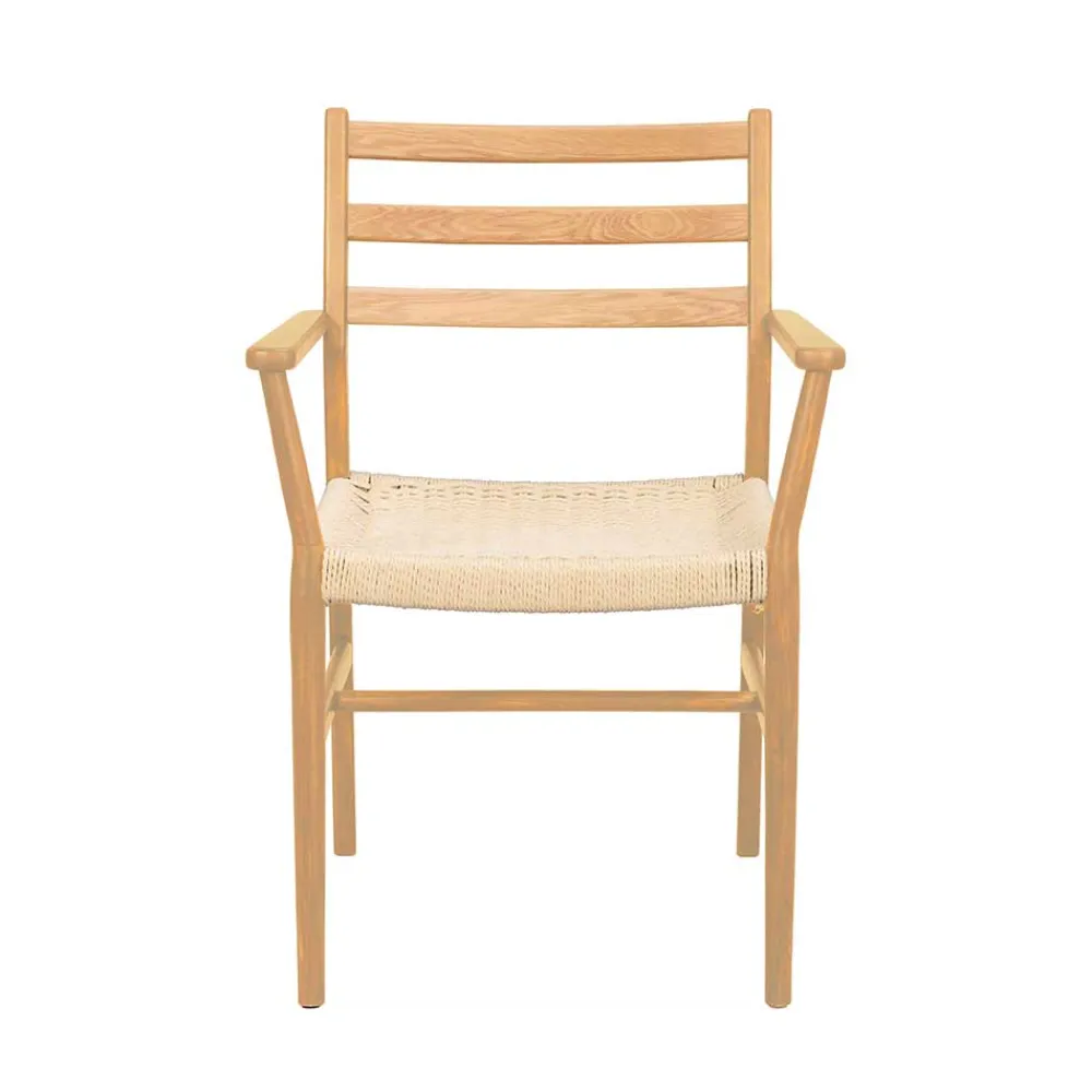 Wohnen Massivholz-Armlehnenstuhl mit Geflechtsitz - Asko