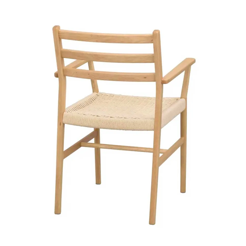 Wohnen Massivholz-Armlehnenstuhl mit Geflechtsitz - Asko