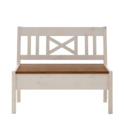 Wohnen Massivholzbank Barlad in Weiß Bernsteinfarben