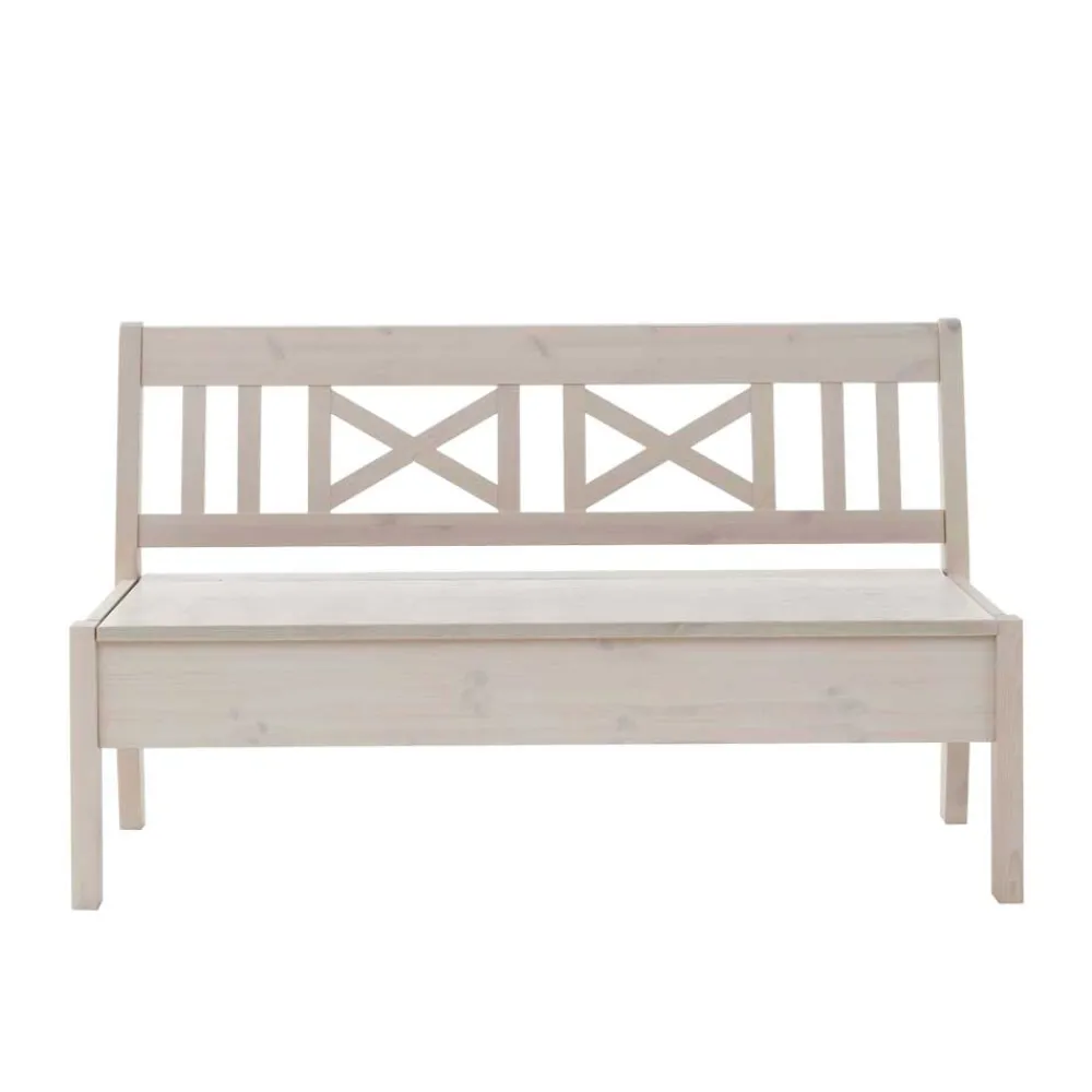 Wohnen Massivholzbank Onesti in Weiß Kiefer