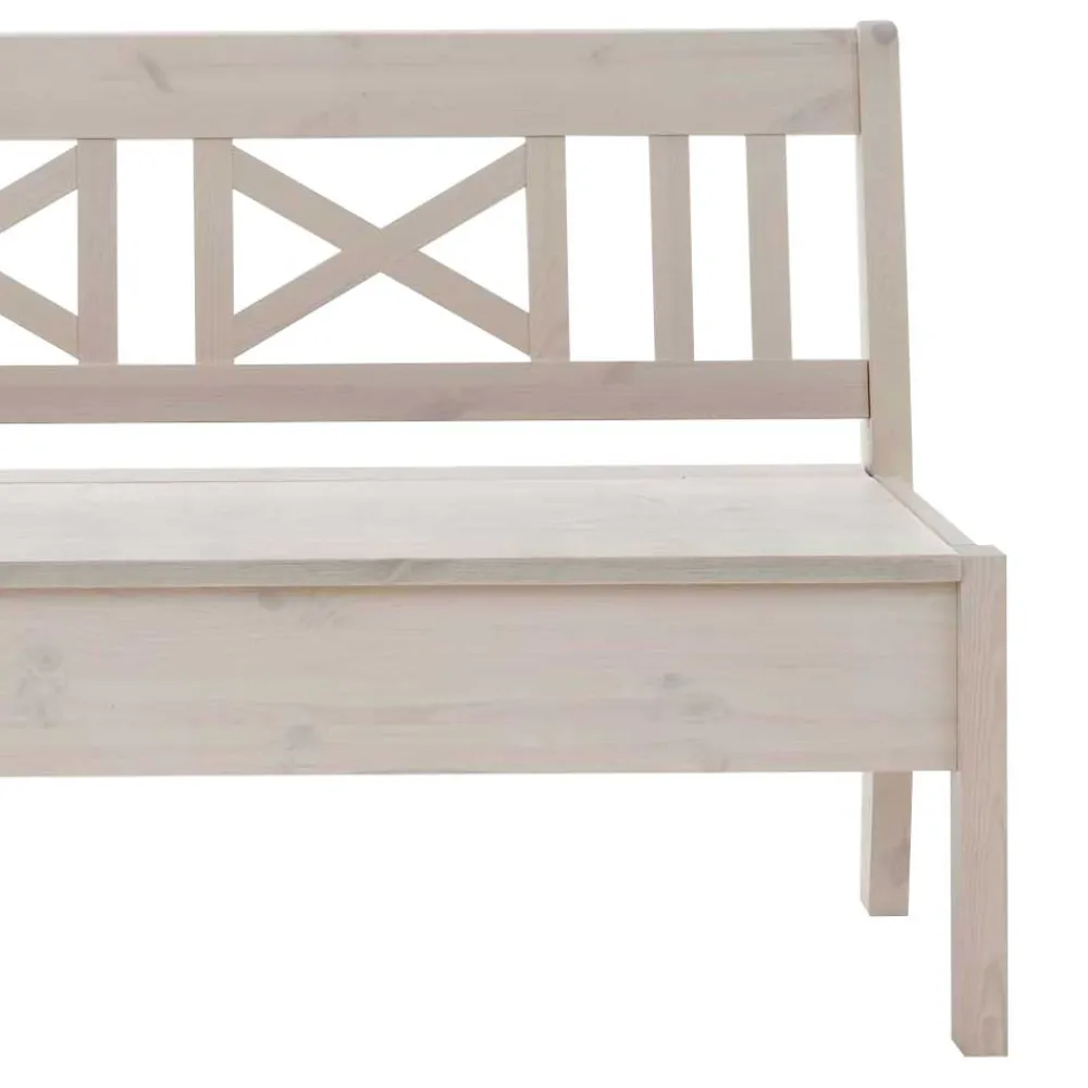 Wohnen Massivholzbank Onesti in Weiß Kiefer