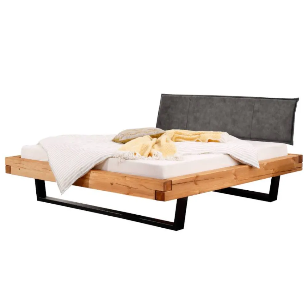 Wohnen Massivholzbett mit Kissenoptik Kopfteil - Kalastania