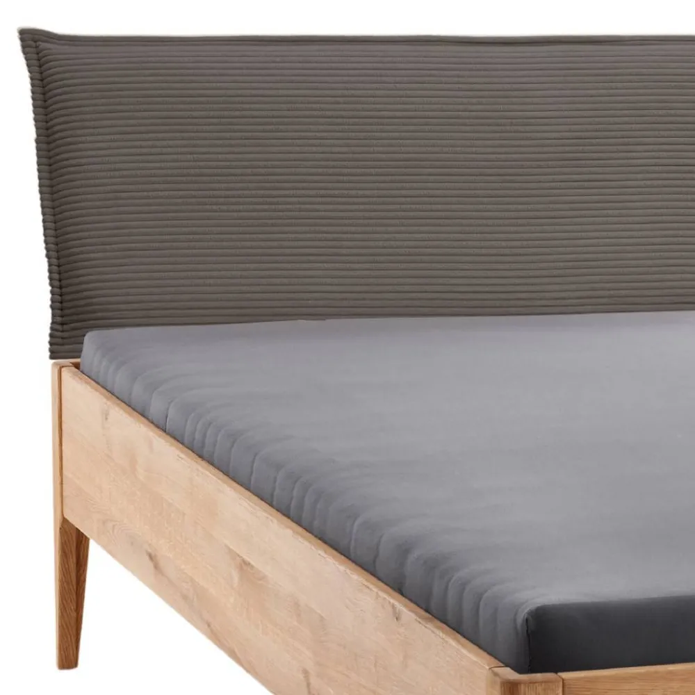 Wohnen Massivholz-Bettgestell mit Cord-Kopfteil - Babahira