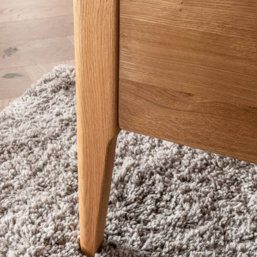 Wohnen Massivholz-Bettgestell mit Cord-Kopfteil - Babahira