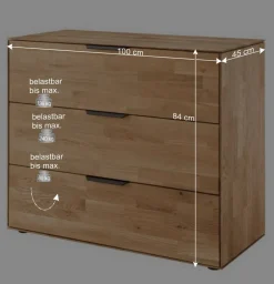 Wohnen Massivholz-Kommode mit drei Schubladen - Kassanda