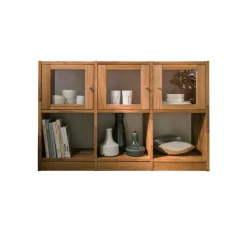 Wohnen Büro-Raumteiler*Massivholzregal Levronia mit Glastüren