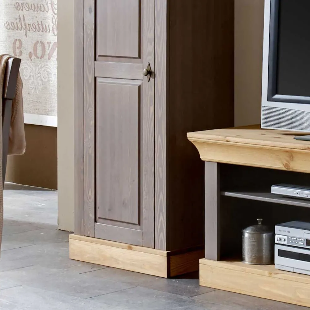 Wohnen Massivholzschrank Cempino in Grau