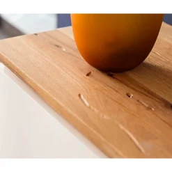 Wohnen Mattweißes Highboard mit Asteiche massiv - Vangels